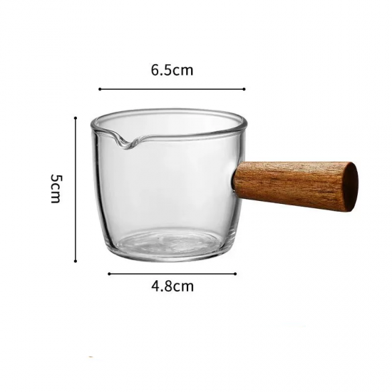 Glass Cup with Wooden Handle Large